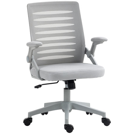 Mesh Fabric Home And Office Chair 58.5cm Wide With Flip Up Armrest - Velmora