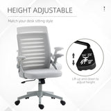 Mesh Fabric Home And Office Chair 58.5cm Wide With Flip Up Armrest - Velmora