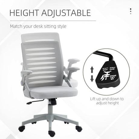Mesh Fabric Home And Office Chair 58.5cm Wide With Flip Up Armrest - Velmora