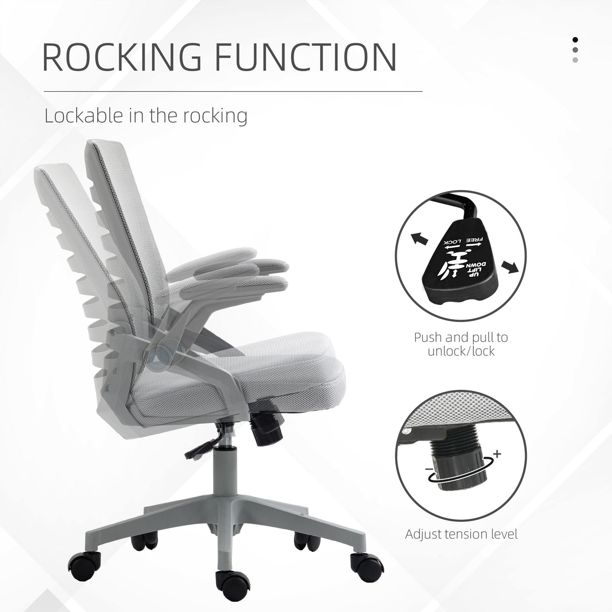 Mesh Fabric Home And Office Chair 58.5cm Wide With Flip Up Armrest - Velmora