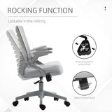 Mesh Fabric Home And Office Chair 58.5cm Wide With Flip Up Armrest - Velmora