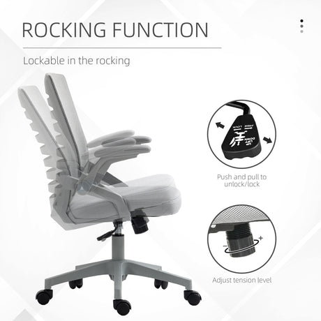 Mesh Fabric Home And Office Chair 58.5cm Wide With Flip Up Armrest - Velmora