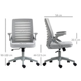 Mesh Fabric Home And Office Chair 58.5cm Wide With Flip Up Armrest - Velmora