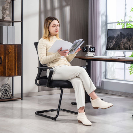Mesh Fabric Home And Office Chair 58.5cm Wide With Metal Base - Velmora