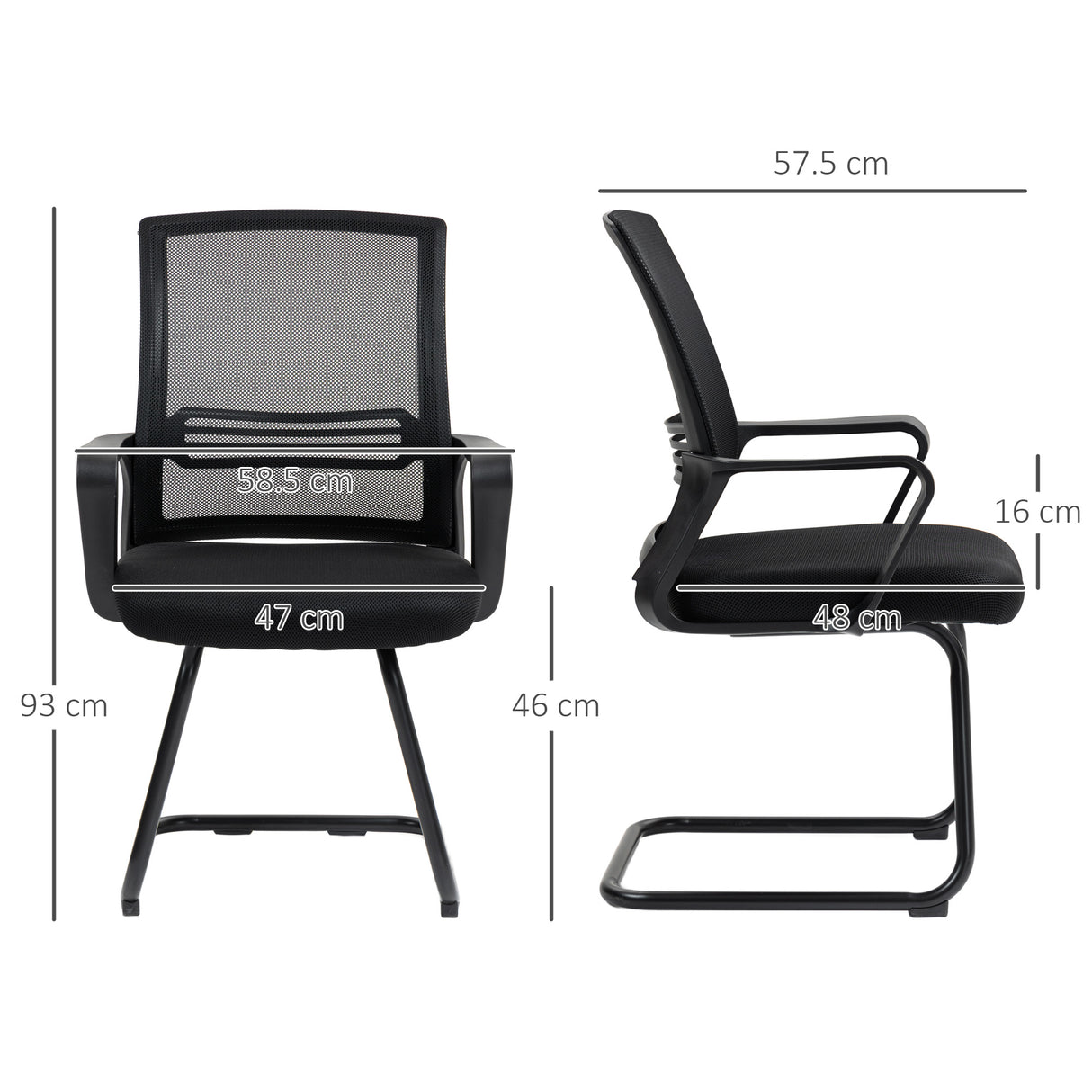 Mesh Fabric Home And Office Chair 58.5cm Wide With Metal Base - Velmora