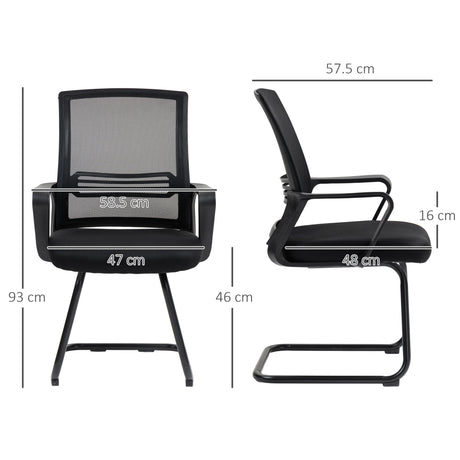 Mesh Fabric Home And Office Chair 58.5cm Wide With Metal Base - Velmora