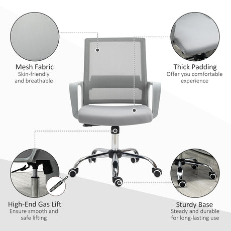 Mesh Fabric Home And Office Chair 58cm Wide With Armrest - Velmora