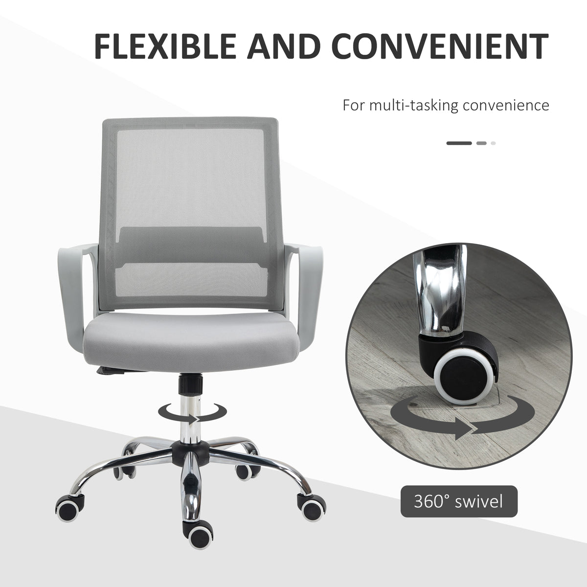 Mesh Fabric Home And Office Chair 58cm Wide With Armrest - Velmora
