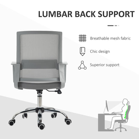 Mesh Fabric Home And Office Chair 58cm Wide With Armrest - Velmora