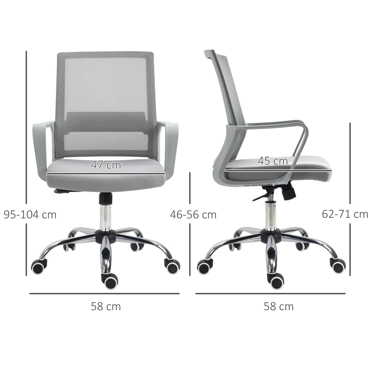 Mesh Fabric Home And Office Chair 58cm Wide With Armrest - Velmora