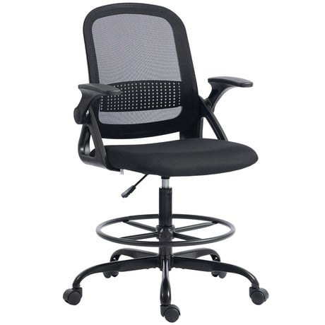 Mesh Fabric Home And Office Chair 58cm Wide With Flip Up Armrest - Velmora