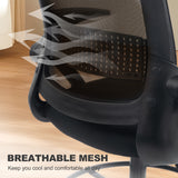 Mesh Fabric Home And Office Chair 58cm Wide With Flip Up Armrest - Velmora