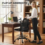 Mesh Fabric Home And Office Chair 58cm Wide With Flip Up Armrest - Velmora