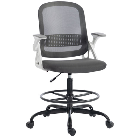 Mesh Fabric Home And Office Chair 58cm Wide With Flip Up Armrest - Velmora