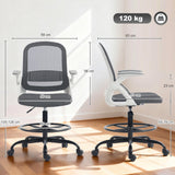 Mesh Fabric Home And Office Chair 58cm Wide With Flip Up Armrest - Velmora