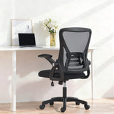 Mesh Fabric Home And Office Chair 59.5cm Wide With Flip Up Armrest - Velmora