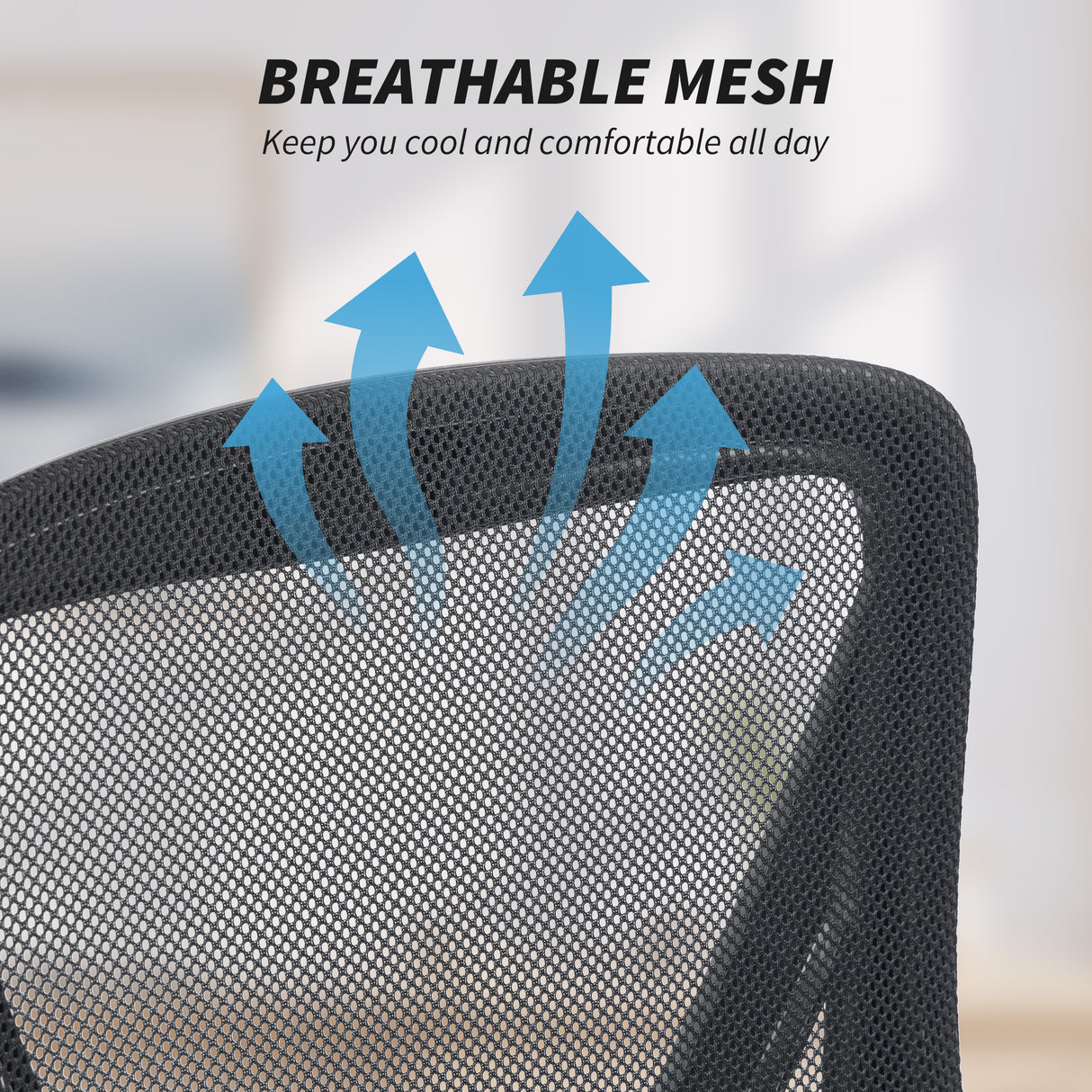 Mesh Fabric Home And Office Chair 59.5cm Wide With Flip Up Armrest - Velmora