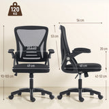Mesh Fabric Home And Office Chair 59.5cm Wide With Flip Up Armrest - Velmora