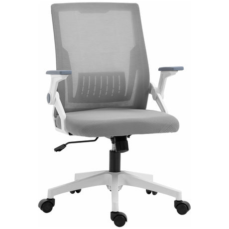 Mesh Fabric Home And Office Chair 59cm Wide With Flip Up Armrest - Velmora