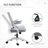 Mesh Fabric Home And Office Chair 59cm Wide With Flip Up Armrest - Velmora