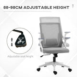 Mesh Fabric Home And Office Chair 59cm Wide With Flip Up Armrest - Velmora