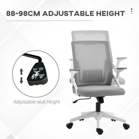 Mesh Fabric Home And Office Chair 59cm Wide With Flip Up Armrest - Velmora