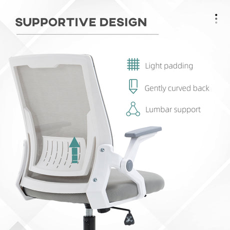 Mesh Fabric Home And Office Chair 59cm Wide With Flip Up Armrest - Velmora