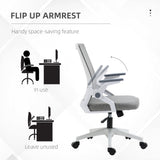 Mesh Fabric Home And Office Chair 59cm Wide With Flip Up Armrest - Velmora