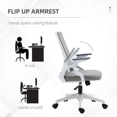 Mesh Fabric Home And Office Chair 59cm Wide With Flip Up Armrest - Velmora