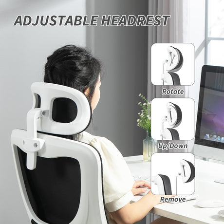 Mesh Fabric Home And Office Chair 60cm Wide With Headrest - Velmora