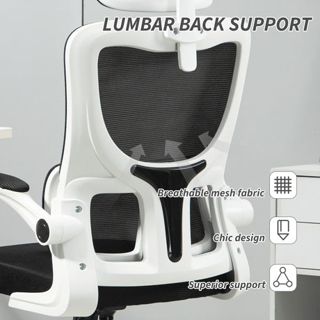Mesh Fabric Home And Office Chair 60cm Wide With Headrest - Velmora