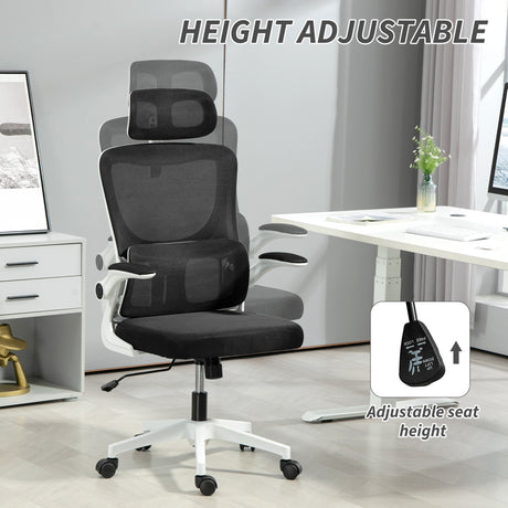 Mesh Fabric Home And Office Chair 60cm Wide With Headrest - Velmora
