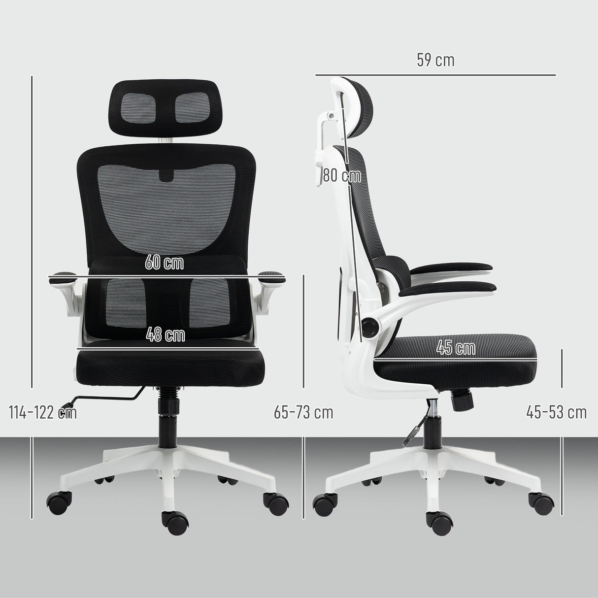 Mesh Fabric Home And Office Chair 60cm Wide With Headrest - Velmora