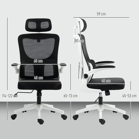 Mesh Fabric Home And Office Chair 60cm Wide With Headrest - Velmora