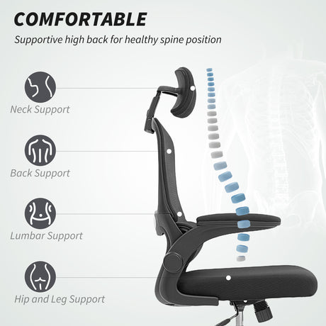 Mesh Fabric Home And Office Chair 60cm Wide With Lumbar Support - Velmora