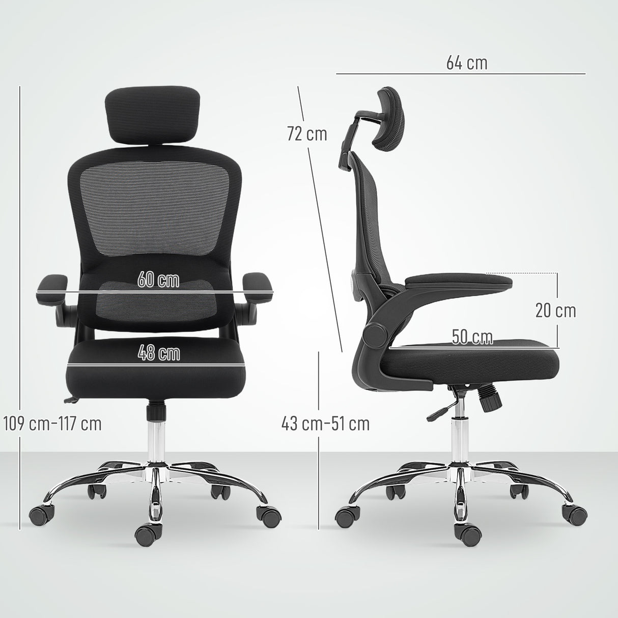Mesh Fabric Home And Office Chair 60cm Wide With Lumbar Support - Velmora
