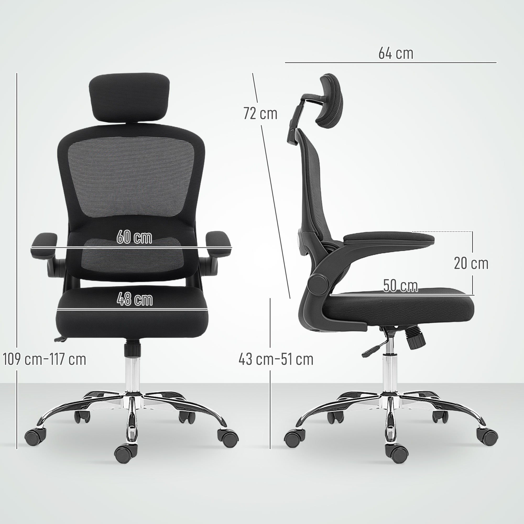 Mesh Fabric Home And Office Chair 60cm Wide With Lumbar Support - Velmora