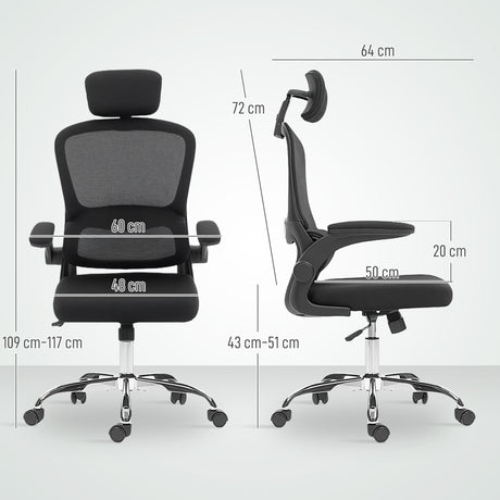 Mesh Fabric Home And Office Chair 60cm Wide With Lumbar Support - Velmora