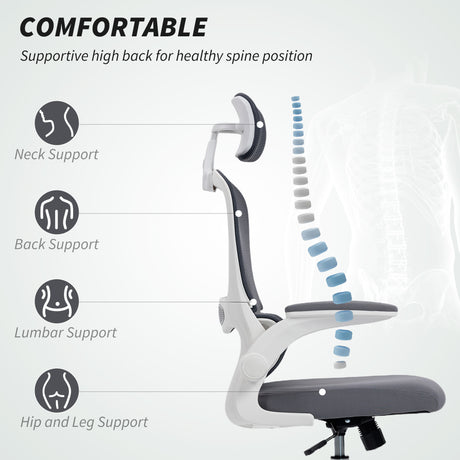 Mesh Fabric Home And Office Chair 60cm Wide With Lumbar Support - Velmora