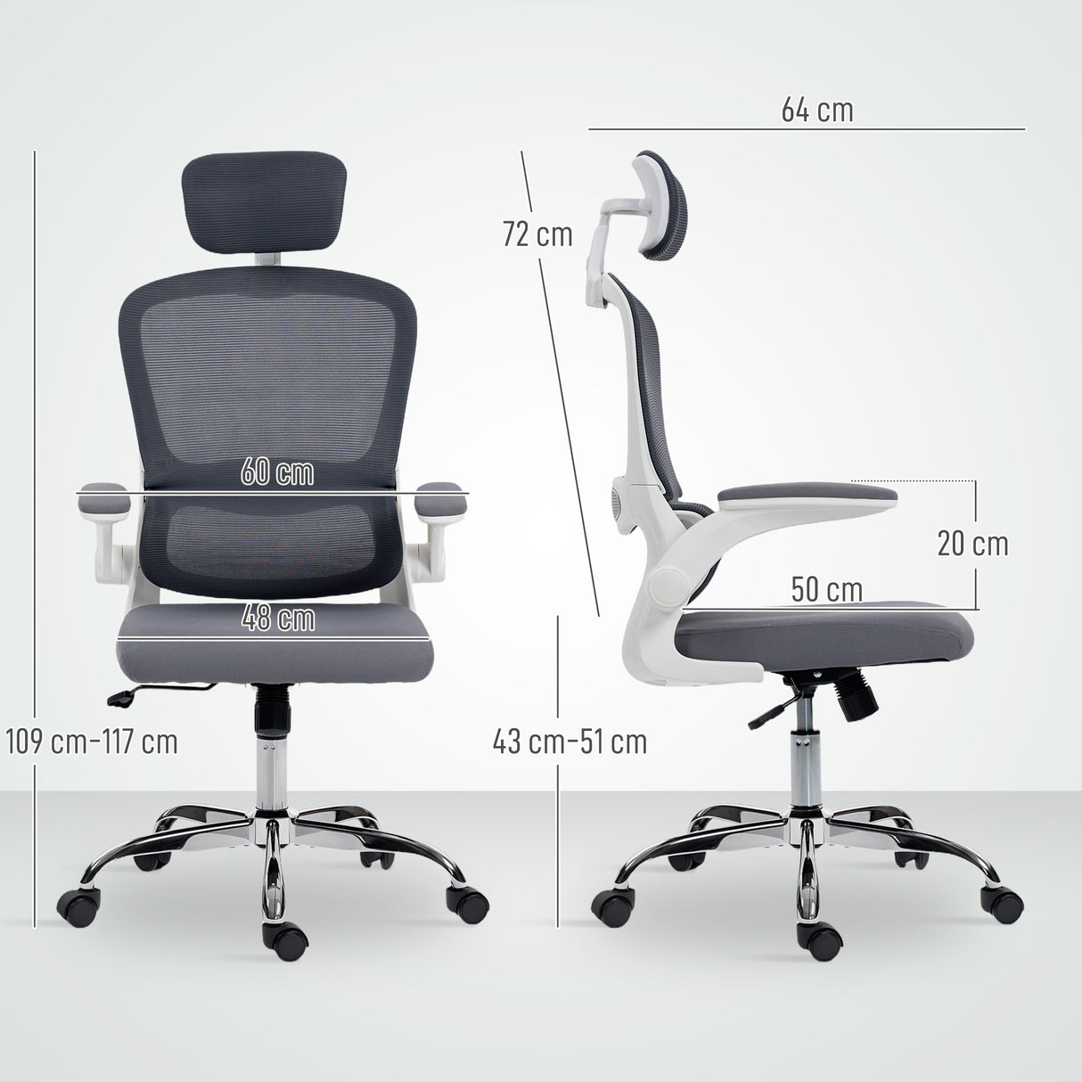Mesh Fabric Home And Office Chair 60cm Wide With Lumbar Support - Velmora