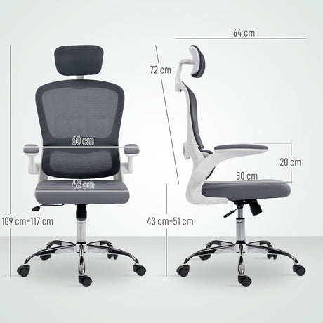 Mesh Fabric Home And Office Chair 60cm Wide With Lumbar Support - Velmora