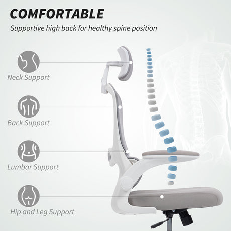Mesh Fabric Home And Office Chair 60cm Wide With Lumbar Support - Velmora