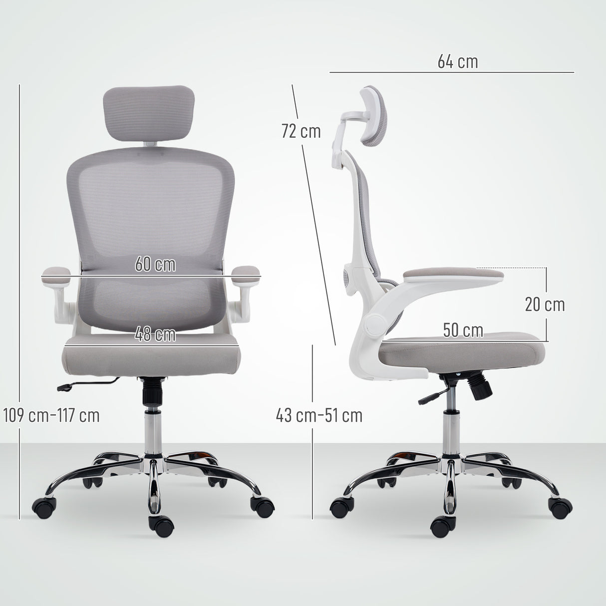 Mesh Fabric Home And Office Chair 60cm Wide With Lumbar Support - Velmora