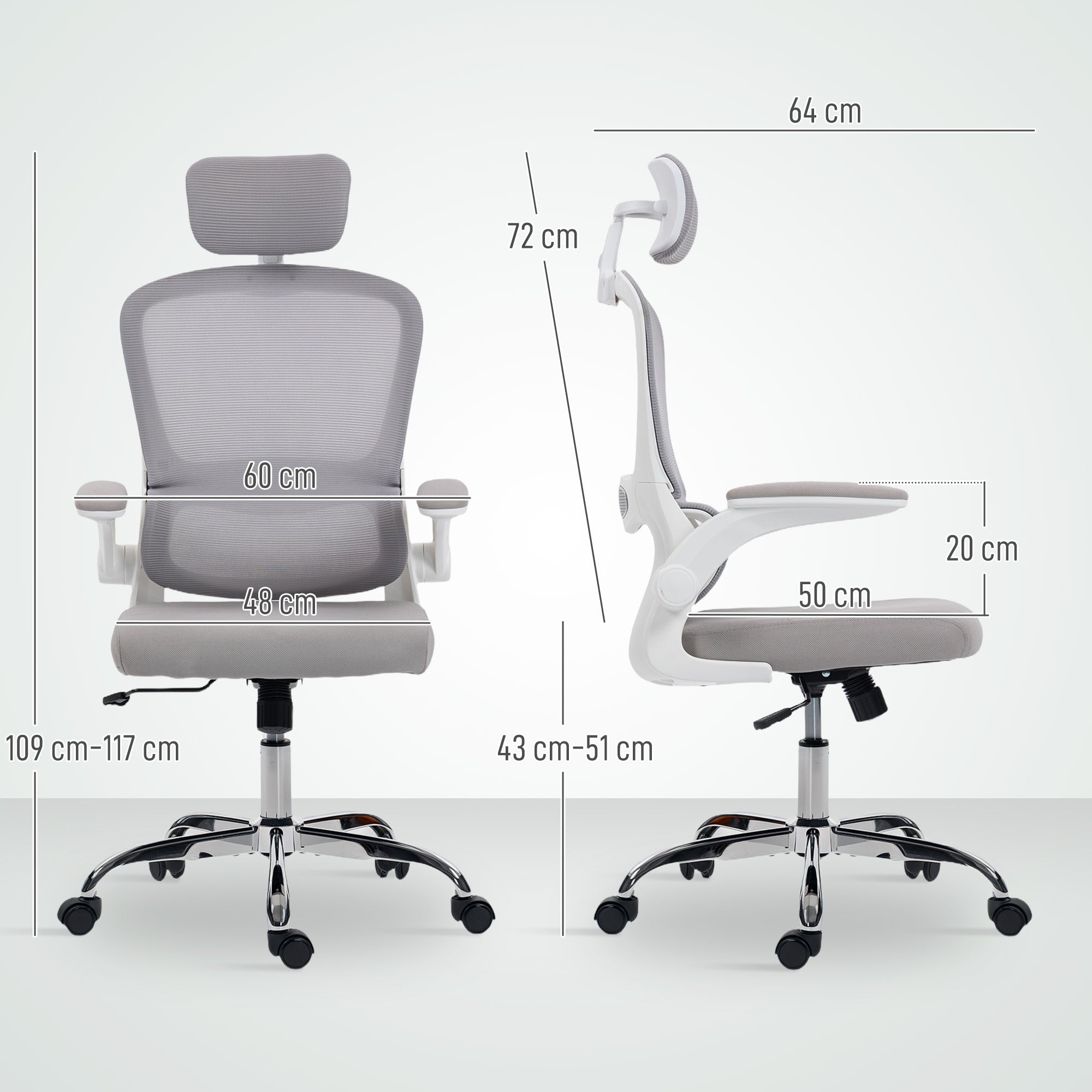 Mesh Fabric Home And Office Chair 60cm Wide With Lumbar Support - Velmora