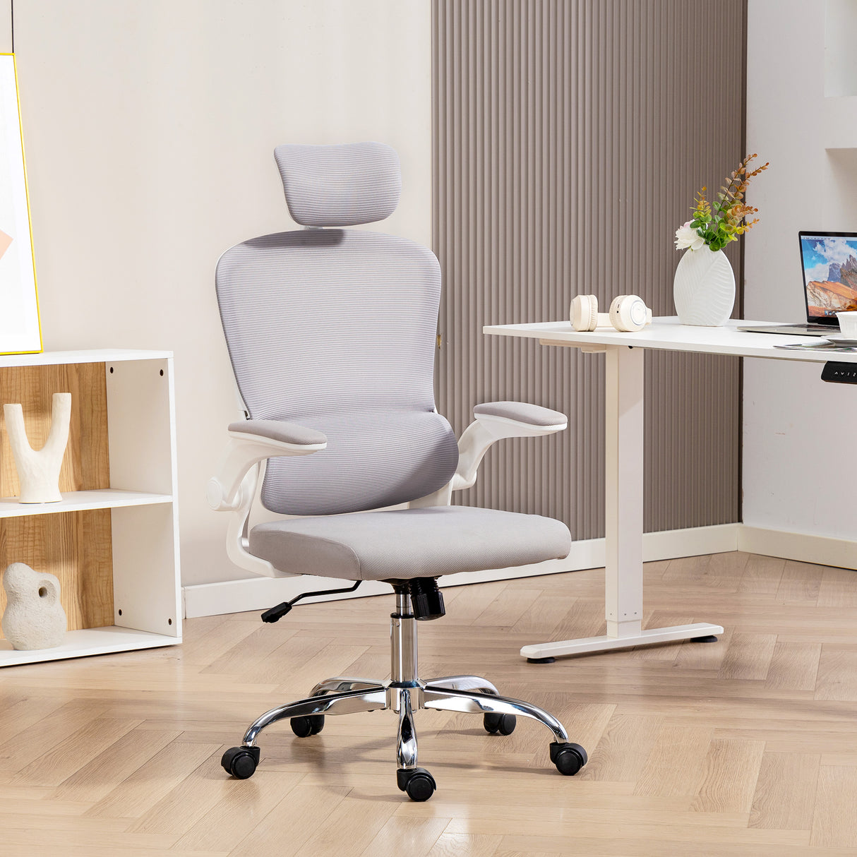 Mesh Fabric Home And Office Chair 60cm Wide With Lumbar Support - Velmora