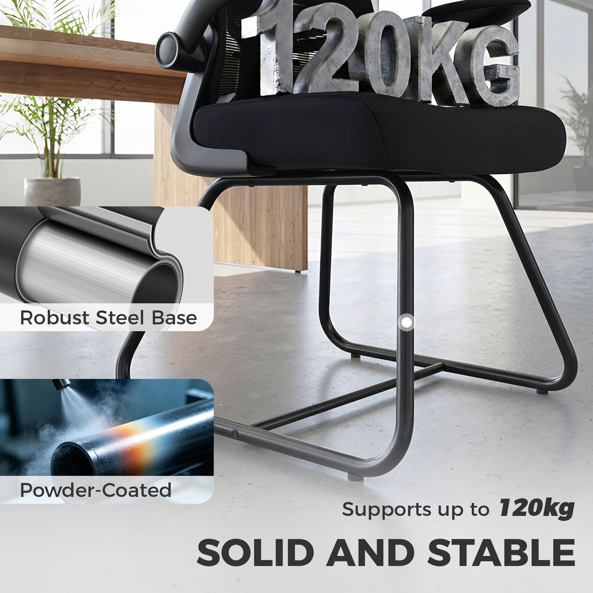 Mesh Fabric Home And Office Chair 61cm Wide With Metal Base - Velmora