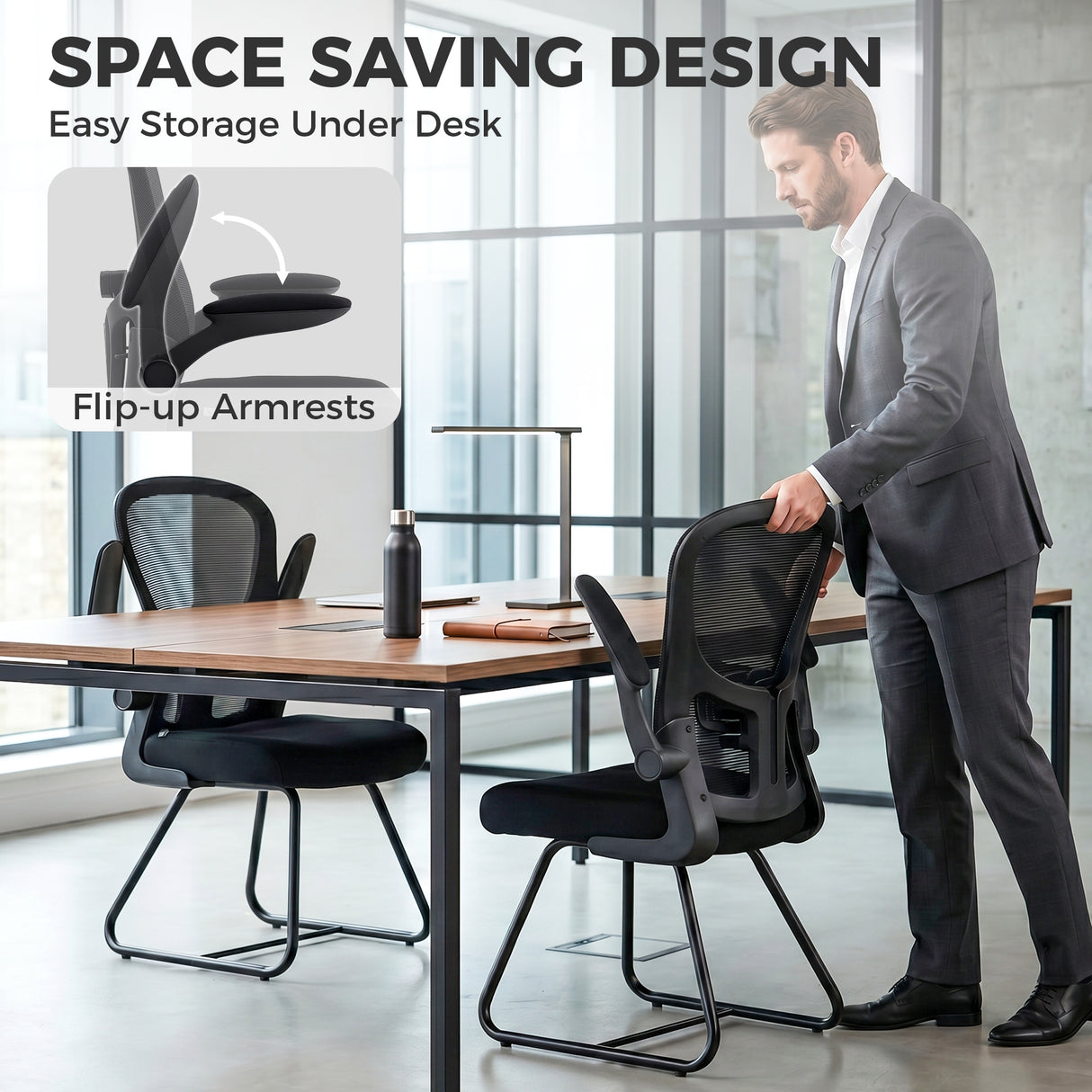 Mesh Fabric Home And Office Chair 61cm Wide With Metal Base - Velmora