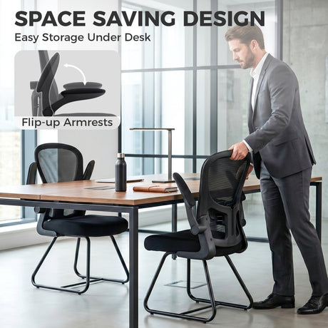 Mesh Fabric Home And Office Chair 61cm Wide With Metal Base - Velmora