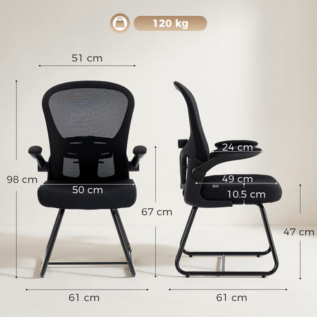 Mesh Fabric Home And Office Chair 61cm Wide With Metal Base - Velmora