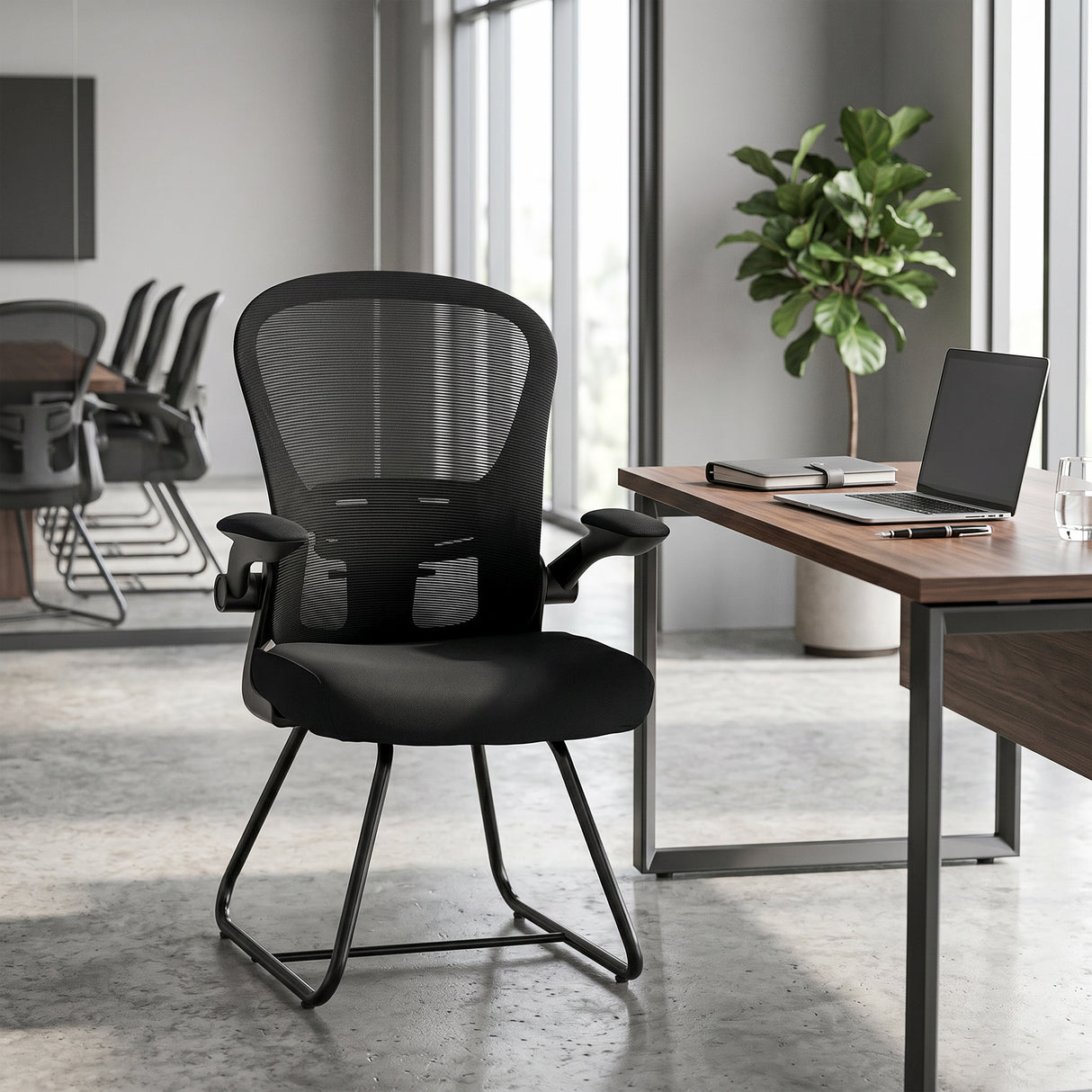 Mesh Fabric Home And Office Chair 61cm Wide With Metal Base - Velmora